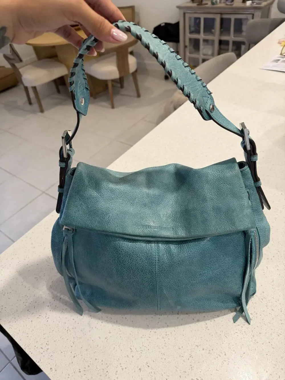 Aimee Kestenberg Bali Hobo Shoulder Bag Turquoise Leather Tassel Boho Casual